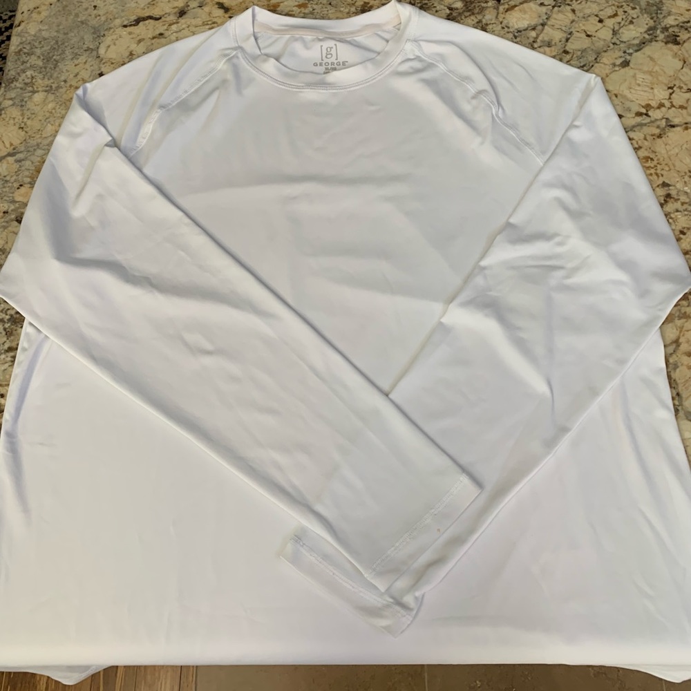 GEORGE XL 46-48 Jersey long sleeve stretch white polyester spandex men’s
